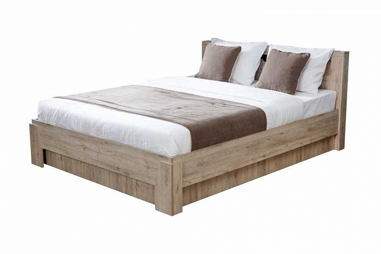 Кровать 160x200 Соренто Дуб Бонифаций с ортопедическим основанием, подъемным механизмом и бельевым ящиком