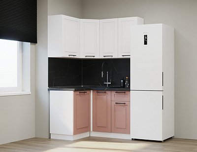 Угловой кухонный гарнитур Аликанте 1200х1400 Шарли pink / Шарли белый (арт.7)