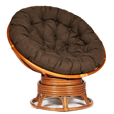 Кресло-качалка PAPASAN / ПАПАСАН 23/01 W с подушкой коньяк ткань коричневый