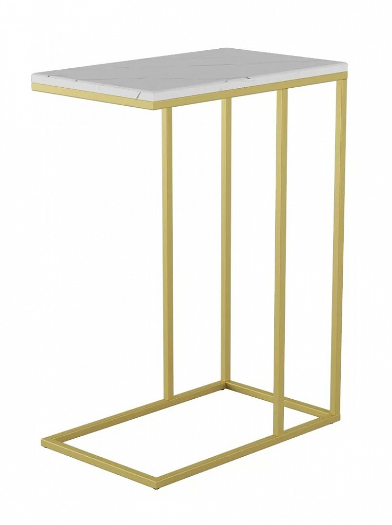 Стол придиванный Агами Голд белый мрамор