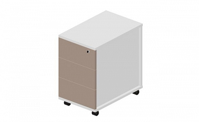 Тумба мобильная узкая (3 ящика, стандартные колеса, без ручек) 36х46х55см Inspira (GDB) UMP3N_FBLTR белый / тортора